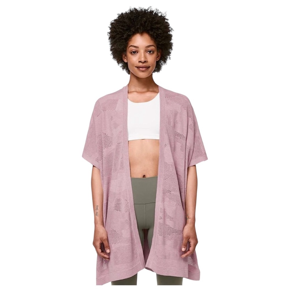Lululemon find your light wrap heathered mauve cardigan sweater pink